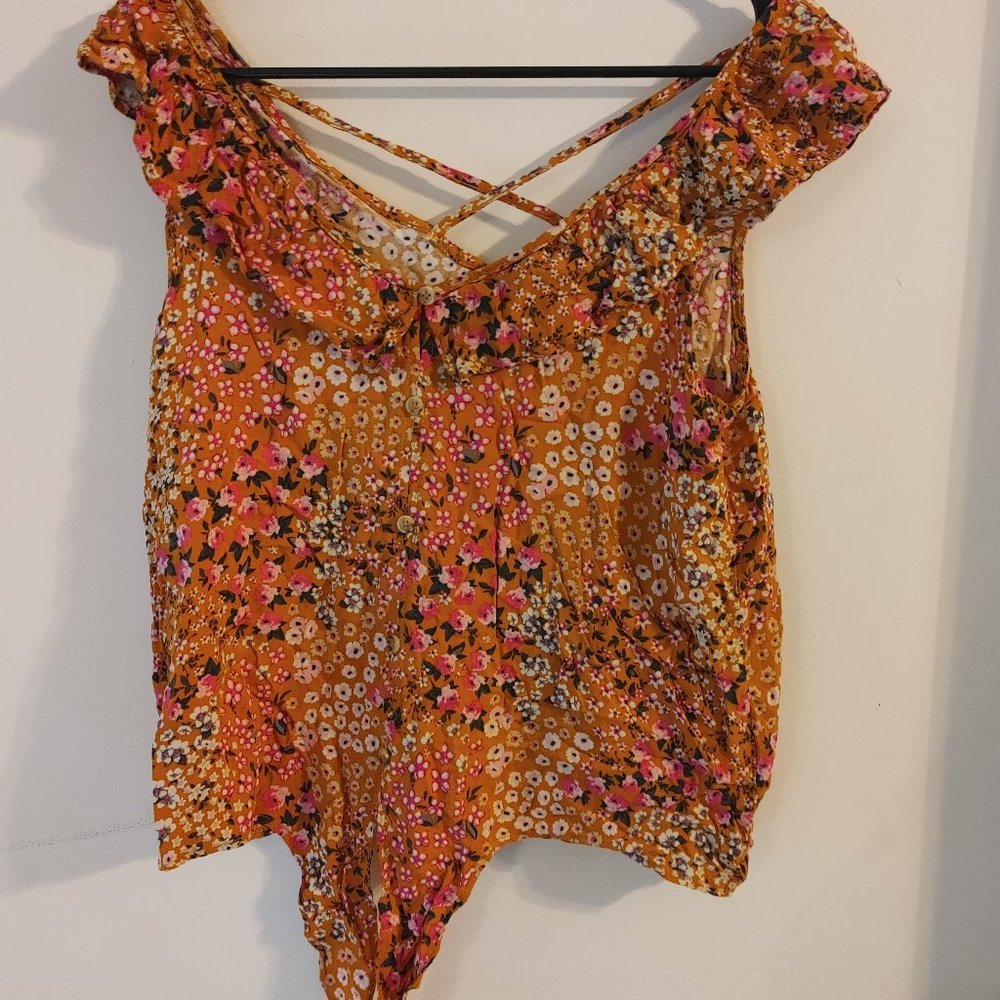 Floral Top with Tie Front